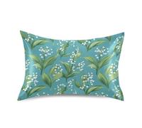 Federa per cuscino in microfibra color turchese con motivo giglio della valle in stile cartone animato, federa in velluto per donne, dimensioni standard con chiusura a busta, per letto 50 x 66 cm