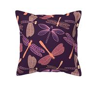 Federa per cuscino in pelle di lusso, con libellula, colore viola, decorazione per la casa, camera da letto, soggiorno, divano letto, 45,7 x 45,7 cm