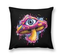 Federa per cuscino in peluche a forma di fungo con occhi, quadrata, morbida, per divano, camera da letto, auto, 16" x 16"