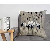 Federa per cuscino in pericolo di estinzione pittura famiglia gru in canne animali nido collo Asia autunno becco coppia bellezza accogliente lino quadrato decorativo fodere per cuscini per di