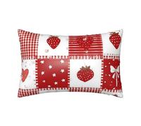 Federa per cuscino in raso con grazioso cuore fragola per capelli e pelle, con chiusura a zip, fiocco rosa, federa rinfrescante, per biancheria da letto, soggiorno, divano, 50 x 75 cm