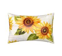 Federa per cuscino in raso, stile vintage, con girasole, in carta setosa, per capelli e pelle, con chiusura a cerniera, stile retrò, per letto, soggiorno, divano, 50 x 75 cm