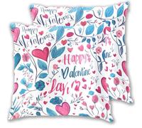 Federa per cuscino in raso vegano con foglie e cuori per San Valentino, confezione da 2 federe per cuscino per il corpo, decorazione per la casa per soggiorno soggiorno 45 x 45 cm