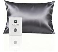 Federa per cuscino in seta 100% seta 22 momme certificata Oeko-TEX, benefici per capelli e pelle, anti età, anti acaro (grigio scuro, 50 x 70 cm)