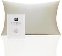 Federa per cuscino in seta 100% seta 22 momme certificata Oeko-TEX®, benefici per capelli e pelle, anti età, anti acaro (beige, 50 x 70 cm)