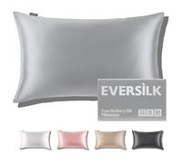 Federa per cuscino in seta per capelli e pelle: 100% Seta di gelso Naturale da 22 Momme - con cerniera nascosta doppia faccia - ipoallergenica certificata OEKO-TEX 1 Pezzo Grigio Argento 50 x 80 cm