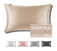 Federa per cuscino in seta per capelli e pelle: 100% Seta di gelso Naturale da 22 Momme - con cerniera nascosta doppia faccia - ipoallergenica certificata OEKO-TEX 1 Pezzo Grigio Champagne 50 x 80 cm