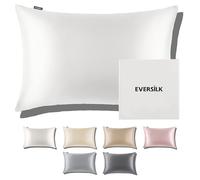 Federa per cuscino in seta per capelli e pelle: 100% Seta di gelso Naturale da 22 Momme - con cerniera nascosta doppia faccia - ipoallergenica Idea Regalo Perfetta (Bianco Perla, 40 x 60 cm)