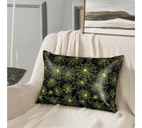 Federa per cuscino in seta per capelli e pelle, con stampa ragnatela, verde, dimensioni standard, 50 x 76 cm, comoda federa in raso morbido con cerniera, per donne e uomini