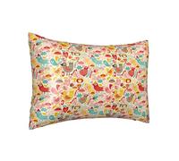 Federa per cuscino in seta per capelli e pelle, federa per cuscino rinfrescante per dormire, dimensioni standard, 50,8 x 76,2 cm, motivo arte popolare, colorata, divertente, stampa a blocchi di pollo