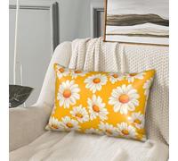 Federa per cuscino in seta per capelli e pelle, motivo margherita, bianco e arancione, con stampa rinfrescante, dimensioni standard, 50 x 76 cm, comoda federa in raso morbido con cerniera, per donne e