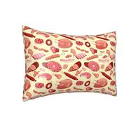 Federa per cuscino in seta per capelli e pelle Queen - Federa per cuscino rinfrescante per dormire, dimensioni standard, 50,8 x 76,2 cm, con stampa a blocchi di ali di pollo, tacchino, salame, stampa