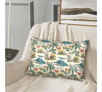 Federa per cuscino in seta per capelli e pelle, stampa con scena hawaiana sulla spiaggia, rinfrescante, dimensioni standard, 50 x 76 cm, comoda federa in raso morbido con cerniera, per donne e uomini