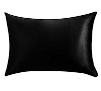 Federa per cuscino in seta satinata, comoda federa per cuscino, 35 x 50 cm, colore: nero