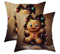Federa per cuscino invernale con omino di pan di zenzero, graziose decorazioni natalizie, in morbido tessuto, per soggiorno, divano, camera da letto, 50 x 50 cm