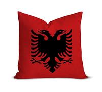 Federa per cuscino lombare con bandiera dell'Albania, 40 x 40 cm, quadrata in lino e cotone, con cerniera nascosta, per divano, camera da letto, casa