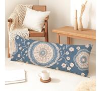 Federa per cuscino lombare con motivo floreale, stile vintage botanico, in cotone, con cerniera, decorativa, per letto, divano, 50 x 137 cm
