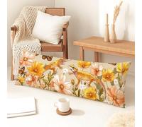 Federa per cuscino lombare in morbido velluto con cerniera, motivo floreale giallo vintage, decorativa, per soggiorno, letto, divano, 50 x 137 cm