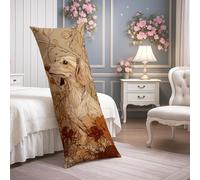 Federa per cuscino lombare in morbido velluto stile vintage con motivo floreale con cane, con cerniera, 50 x 137 cm, federa decorativa per camera da letto e divano, 50 x 137 cm