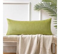 Federa per cuscino lombare in velluto a coste a righe, super morbida, decorativa, quadrata, per divano, camera da letto, auto, 35,6 x 91,4 cm, verde mela