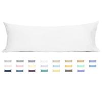 Federa per cuscino lunga in 100% cotone, con chiusura a busta, 53 x 137 cm, bianca, morbida e traspirante