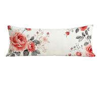 Federa per Cuscino Lungo 145 x 40 cm Bianco, Federe Cuscino Letto Resistenti Lino Copricuscini con Cerniera Invisibile, Fiore Rettangolari Federe Cuscini Divano per Home Divano Letto Decor E0-256
