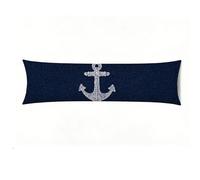 Federa per Cuscino Lungo 50 x 135 cm, Federe Cuscino Letto, Copricuscino Lino, Copertura Protettiva Lavabile,Fodera Cuscini Decor per Divano o Letto, Regalo Donna Blu esercito d'acqua Ancorare E0-860
