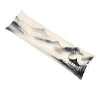 Federa per Cuscino Lungo 50x150cm Pittura a inchiostro Velluto Morbido Copricuscini Divano Lungo, Catena montuosa Federa Cuscino Cuscini Decorativi con Cerniera Invisibile, Stampa Fronte-Retro bz-440