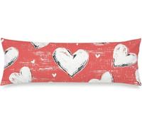 Federa per Cuscino Lungo rosso, Velluto, 50 x 150 cm, Amore, m-273 | Copricuscino Lungo con Cerniera Nascosta, Federa Cuscino Corpo per Divano Camera da Letto, Room Decor