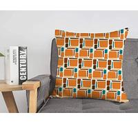 Federa per cuscino marrone metà retrò astratta polinesiana alla moda motivo pietra vintage anni '50 secolo anni sessanta anni '60 moderno accogliente lino quadrato decorativo copricuscino per divano
