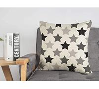 Federa per cuscino Modello semplice Texture vintage Carino Grigio Geometria astratta Stelle Neonato Nero Bambini Retro Classico Lino accogliente Copricuscino decorativo quadrato per divano letto 18x