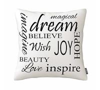 Federa per cuscino motivazionale con scritta "Love Dream Hope", con cerniera nascosta, 45,7 x 45,7 cm, in cotone e lino