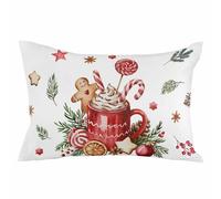 Federa per cuscino natalizia con motivo a pan di, misura matrimoniale 20x30, con palline di Natale invernali, foglie di pino caramellate, reversibile, con cerniera, per divano, letto, soggiorno, pr