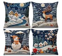 Federa per cuscino natalizia stampata 2D piatta, 4 pezzi, B3X2 J5U7 Y6B3