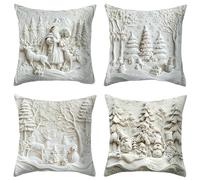 Federa per cuscino natalizia stampata 2D piatta, 4 pezzi, B3X2 J5U7 Y6B3
