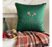 Federa per cuscino natalizio di Halloween, 26"x26" in seta verde, parole moderne Ho Ho Ho per divano,