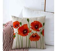 Federa per Cuscino Natural Green Flower Red Poppies Fragility Poppy Divano Copricuscini con Cerniera Invisibile Copricuscino, per Interni Ed Esterni, Letto, Auto, 45x45cm