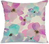 Federa per Cuscino Neon Colors Modern Watercolor Seamless Flower Teal Watercolour Pink Flower Pattern Purple Divano Copricuscini Moda Fodera per Cuscino Quadrato, per Divano, Auto, 45x45cm