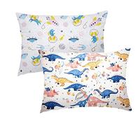 Federa per cuscino per bambini, 2 pezzi, 100% cotone, 40 x 60 cm, morbida, traspirante, per ragazzi e ragazze, con busta