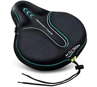 Federa per cuscino per bicicletta in memory foam, ampia e larga, morbida, per uomo e donna, comoda, imbottita, adatta per cyclette, Cruiser, Spin, con copertura impermeabile, colore azzurro