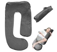 Federa per cuscino per gravidanza, a forma di U, in cotone, rimovibile, per adulti, 150 x 80 cm, colore nero