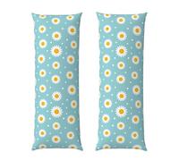 Federa per cuscino per il corpo 20x54, motivo floreale azzurro con margherite e pois, fodera per cuscino ultra morbida di alta qualità con chiusura a cerniera, protezione traspirante per letto, divan