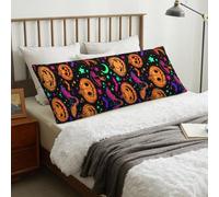 Federa per cuscino per il corpo a forma di pipistrello con zucca di Halloween, super morbida, traspirante, lunga federa per cuscino con cerniera (50 x 152 cm)