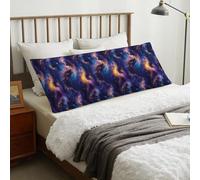 Federa per cuscino per il corpo con cerniera, 50,8 x 137,8 cm, stampa fantasy con drago e stelle, federa morbida e confortevole, lunga federa rimovibile