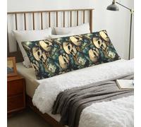 Federa per cuscino per il corpo con cerniera, 50 x 137 cm, con catena dorata, con stampa teschio, morbida e confortevole, federa lunga rimovibile