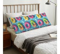 Federa per cuscino per il corpo con cerniera, 50 x 137 cm, con stampa colorata con anello da nuoto, morbida e confortevole, federa lunga rimovibile