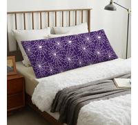 Federa per cuscino per il corpo con cerniera, 50 x 137 cm, motivo ragnatela viola, federa morbida e confortevole lunga rimovibile