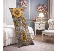 Federa per cuscino per il corpo con girasole, federa per cuscino lombare in morbido velluto floreale vintage con cerniera, federa decorativa per letto, divano, testiera, 50 x 137 cm