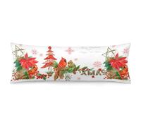 Federa per cuscino per il corpo con pettirosso natalizio ad, decorativa,
