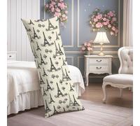 Federa per cuscino per il corpo della Torre di Parigi, vintage, nera e crema, decorativa, con cerniera, elegante, lunga, per letto, divano, testiera, 50 x 137 cm